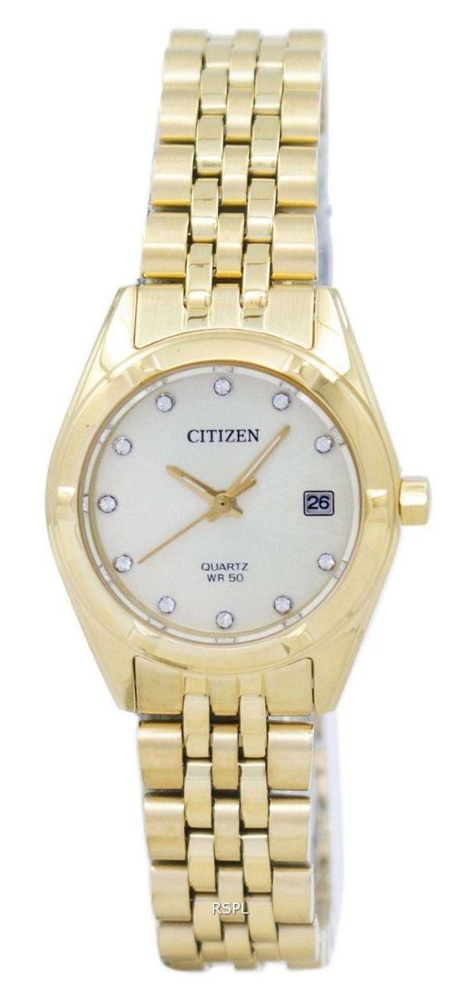 市民アナログ水晶ダイヤモンド アクセント EU6052-53 P レディース腕時計