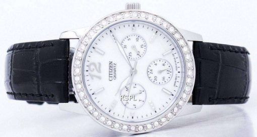市民クロノグラフ クォーツ ダイヤモンド アクセント ED8090-11 D レディース腕時計