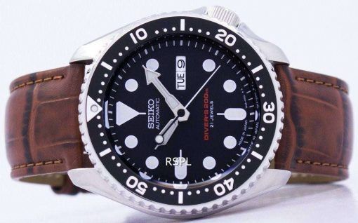 セイコー自動ダイバーズ比茶色の革 SKX007J1 LS7 200 M メンズ腕時計