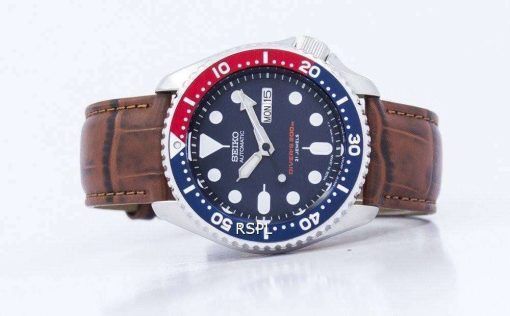 セイコー自動ダイバーズ比茶色の革 SKX009J1 LS7 200 M メンズ腕時計