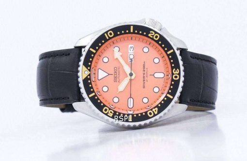 セイコー自動ダイバーズ比黒革 SKX011J1 LS6 200 M メンズ腕時計