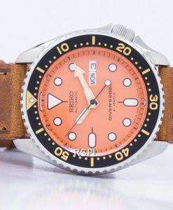 セイコー自動ダイバーズ比茶色の革 SKX011J1 LS9 200 M メンズ腕時計