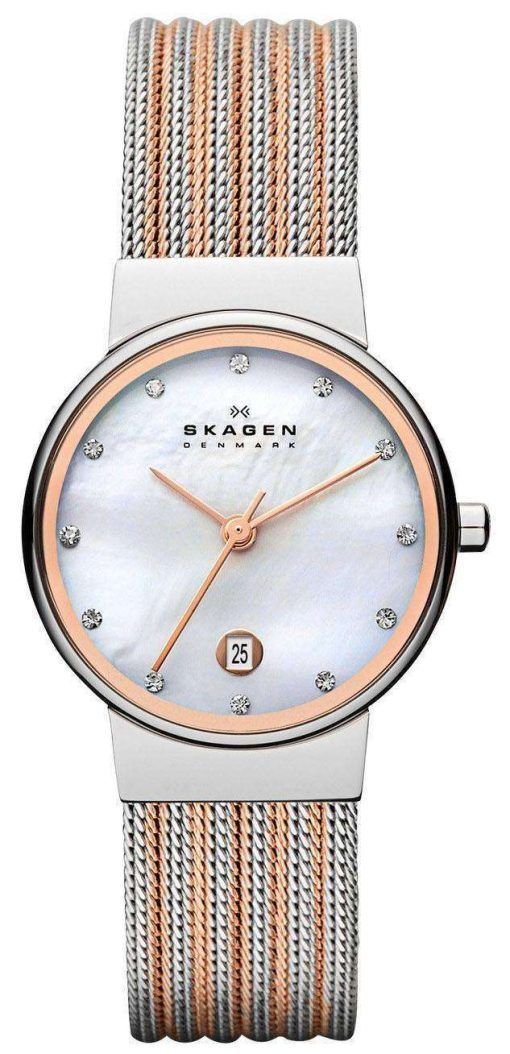 スカーゲンの支え水晶ダイヤモンド アクセント 355SSRS レディース腕時計