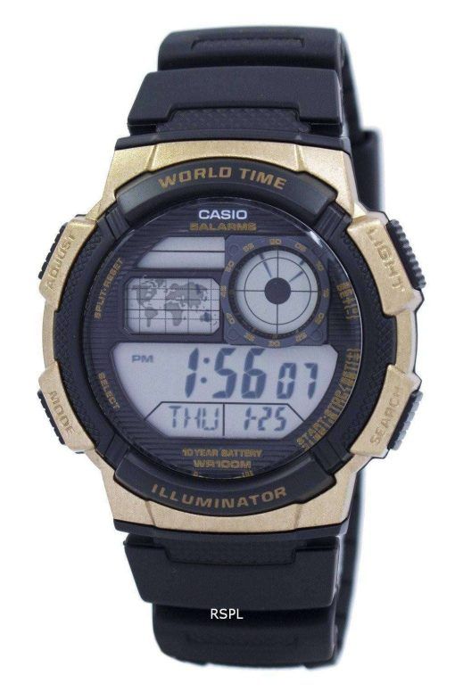 カシオ照明ワールド タイム アラーム AE 1000 w 1A3V AE1000W 1A3V メンズ腕時計