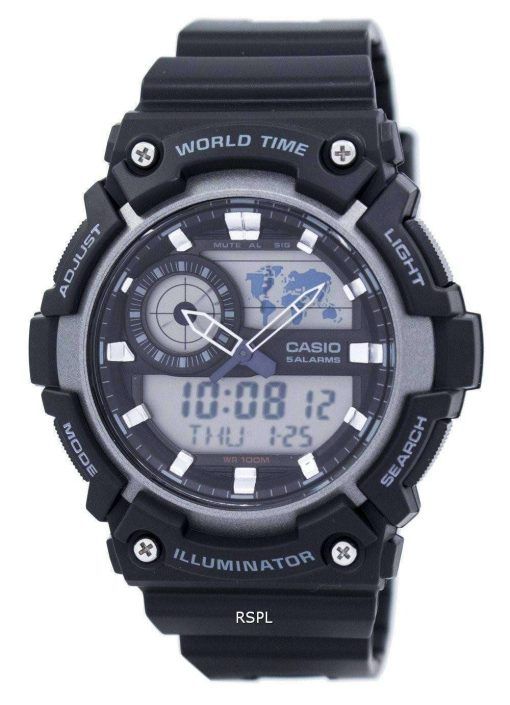 カシオ青年世界時間アラーム平静時 200 w 1AV アナログ デジタル AEQ200W 1AV メンズ腕時計