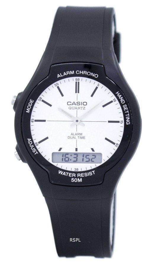 カシオ デュアル タイム アラーム クオーツ アナログ デジタル AW-90 H-7 EV AW90H-7 EV メンズ腕時計