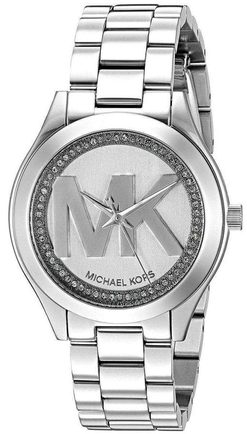 ミハエル Kors ミニのスリムな滑走路水晶ダイヤモンド アクセント MK3548 レディース腕時計