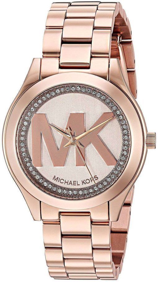 ミハエル Kors ミニのスリムな滑走路水晶ダイヤモンド アクセント MK3549 レディース腕時計