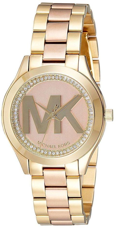 ミハエル Kors ミニのスリムな滑走路水晶ダイヤモンド アクセント MK3650 レディース腕時計