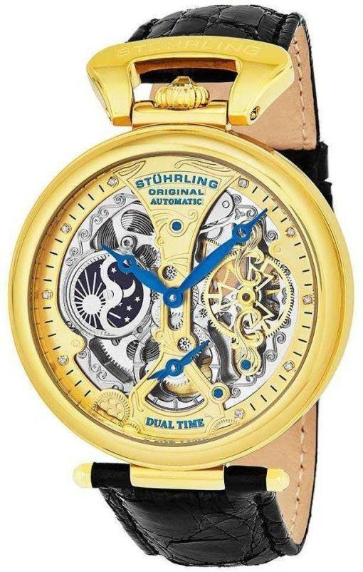 Stuhrling 元天皇グランド デュアル タイム自動 127A2.333519 メンズ腕時計