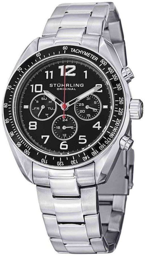Stuhrling モナコ コンコルソ ・ ドラッグ スター水晶タキメーター 814.01 メンズ腕時計