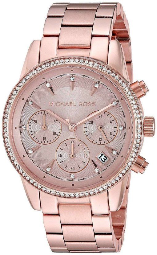 ミハエル Kors リッツ クロノグラフ クォーツ ダイヤモンド アクセント MK6357 女性の腕時計
