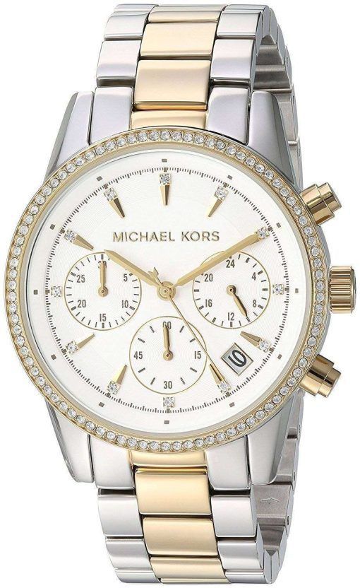 ミハエル Kors リッツ クロノグラフ クォーツ ダイヤモンド アクセント MK6474 女性の腕時計