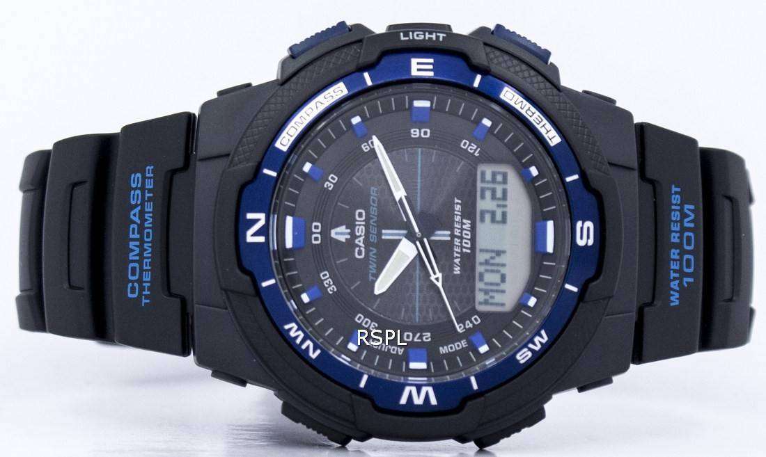 カシオ OutGear アナログ デジタル SGW 500 H 2BV ワールドタイムメンズ腕時計
