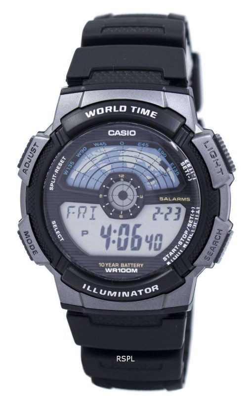カシオ青少年デジタル照明世界時間 AE 1100 w 1AV メンズ腕時計