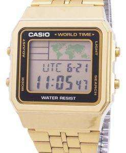 カシオ デジタル ステンレス鋼世界時間 A500WGA 1DF A500WGA 1 メンズ腕時計