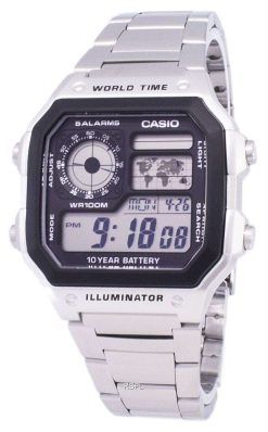 カシオ デジタル世界時間 WR100M AE 1200WHD 1AVDF AE-1200WHD-1AV メンズ腕時計