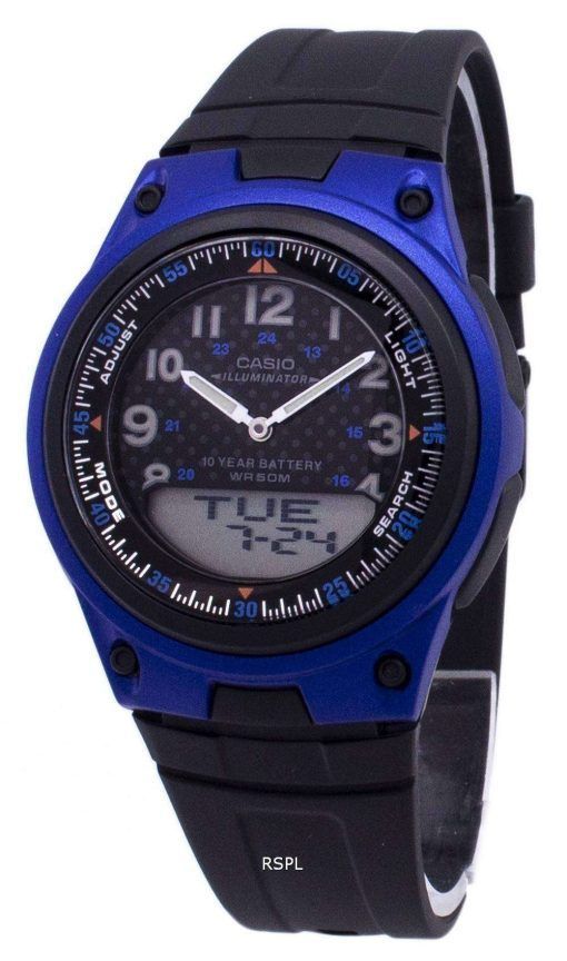 カシオ アナログ デジタル照明 Telememo ブラック/ブルー AW 80 2BVDF AW 80 2BV メンズ腕時計
