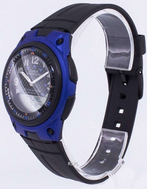 カシオ アナログ デジタル照明 Telememo ブラック/ブルー AW 80 2BVDF AW 80 2BV メンズ腕時計