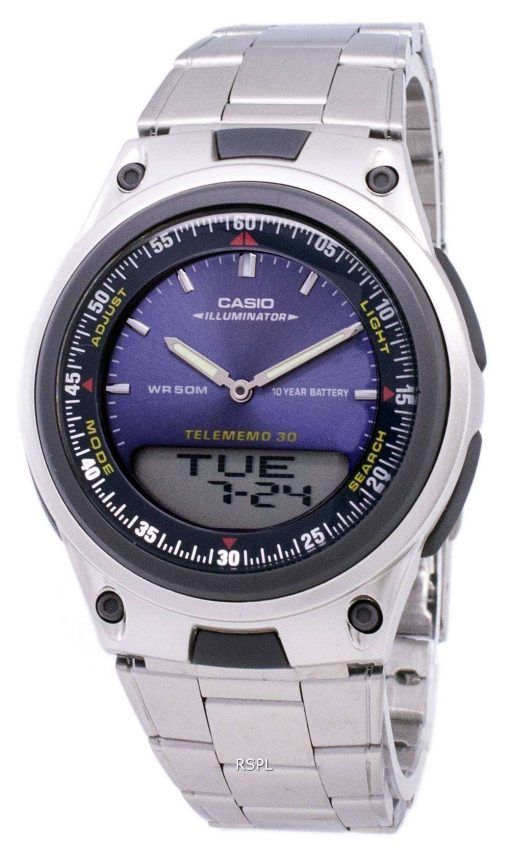 カシオ アナログ デジタル Telememo 照明 AW 80 D 2AVDF AW-80 D-2AV メンズ腕時計