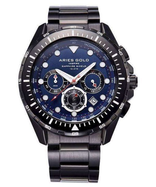 牡羊座金刺激大西洋クロノグラフ クォーツ G 7002 BK BU メンズ腕時計