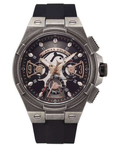 牡羊座金刺激雷水晶 G 7003 AS BKRG メンズ腕時計