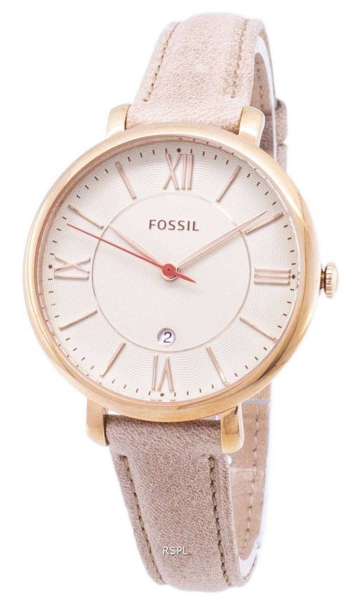 化石ジャクリーン ホワイト ダイヤル ラクダ革ストラップ ES3487 レディース腕時計