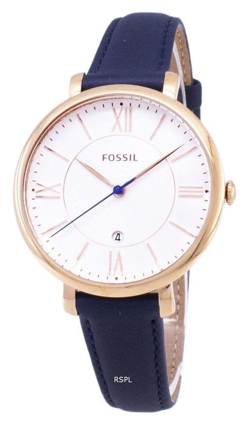 化石ジャクリーン シルバー ダイヤル紺革 ES3843 レディース腕時計