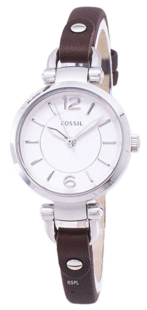 化石グルジア シルバー ダイアル ブラウン レザー ES3861 レディース腕時計
