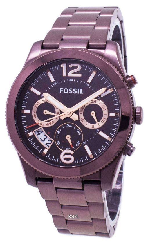 化石の完璧な彼氏多機能デュアル タイム GMT クォーツ ES4110 レディース腕時計