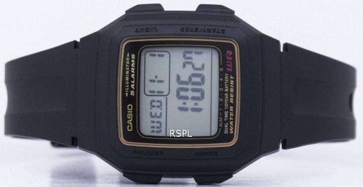 カシオ デジタル 5 アラーム デュアル タイム照明 F 201WA 9ADF F 201WA 9A メンズ腕時計