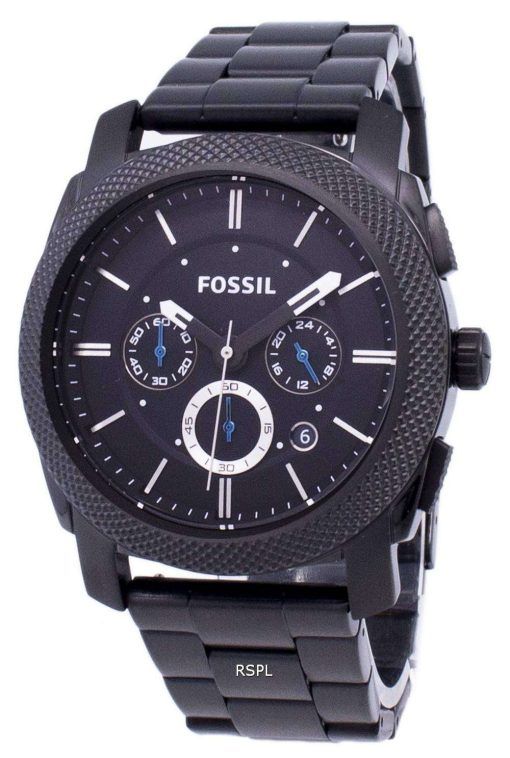 化石マシン クロノグラフ ブラック IP ステンレス鋼 FS4552 メンズ腕時計