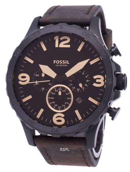 化石ネイト クロノグラフ ブラウン レザー JR1487 メンズ腕時計