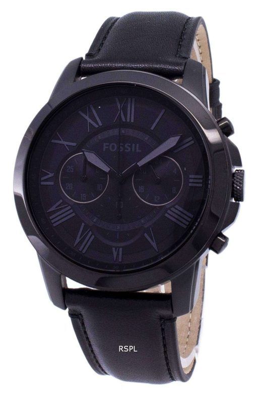 化石を与えるクロノグラフ黒革 FS5132 メンズ腕時計