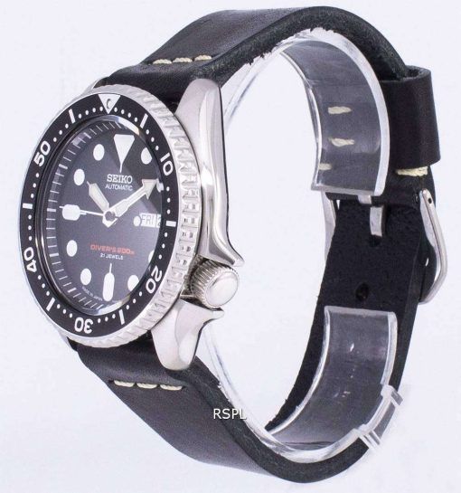 黒革ストラップ メンズ腕時計セイコー自動 SKX007J1 LS14 ダイバー 200 M 日本