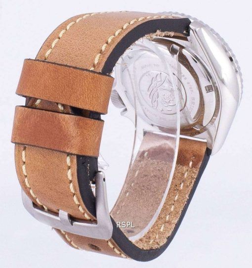 茶色の革ストラップ メンズ腕時計セイコー自動 SKX007J1 LS17 ダイバー 200 M 日本