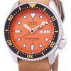 茶色の革ストラップ メンズ腕時計セイコー自動 SKX011J1 LS18 ダイバー 200 M 日本