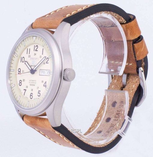 セイコー 5 スポーツ SNZG07J1 LS17 軍事日本製ブラウン レザー ストラップ メンズ腕時計