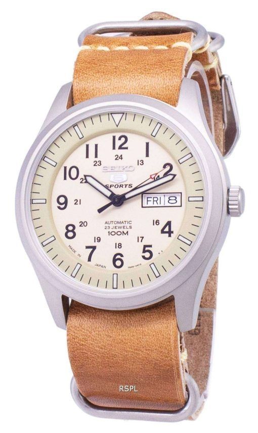 セイコー 5 スポーツ SNZG07J1 LS18 軍事日本製ブラウン レザー ストラップ メンズ腕時計