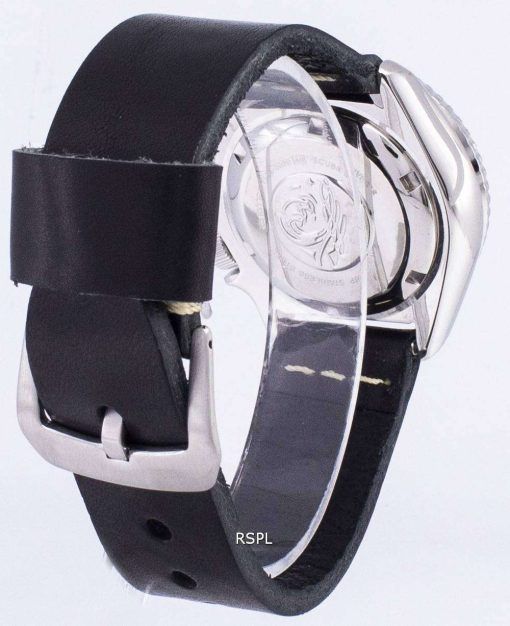 セイコー自動 SKX007K1 LS14 ダイバー 200 M 黒革ストラップ メンズ腕時計