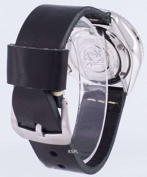セイコー自動 SKX009K1 LS14 ダイバー 200 M 黒革ストラップ メンズ腕時計