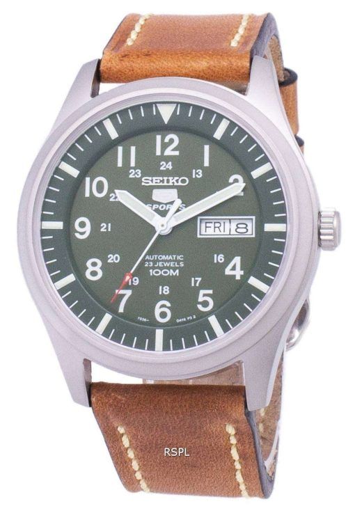 セイコー 5 スポーツ SNZG09K1 LS17 自動茶色の革ストラップ メンズ腕時計