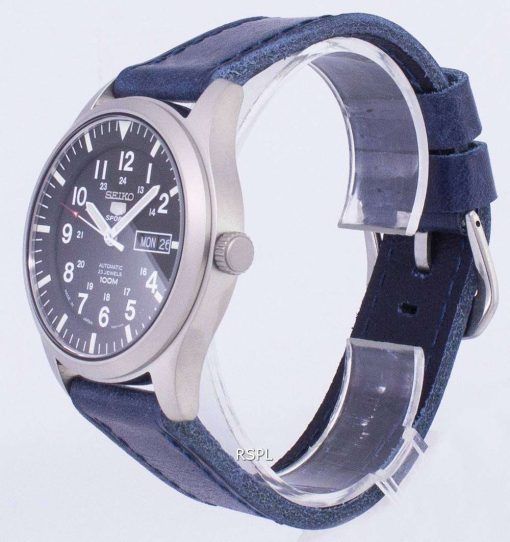 ダークブルーのレザー ストラップ メンズ腕時計セイコー 5 スポーツ SNZG15J1 LS13 日本