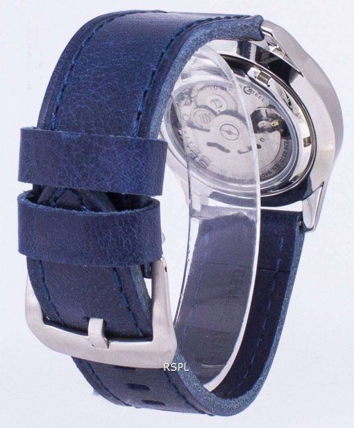 ダークブルーのレザー ストラップ メンズ腕時計セイコー 5 スポーツ SNZG15J1 LS13 日本