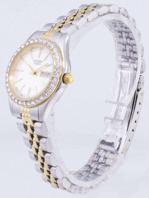 市民石英 EQ0534-50 D ダイヤモンド アクセント アナログ レディース腕時計