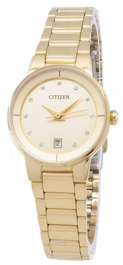 市民自動 EU6012-58 P ダイヤモンド レディース アナログ腕時計をアクセントします。
