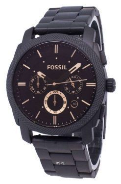 化石マシン中型クロノグラフ ブラック IP ステンレス鋼 FS4682 メンズ腕時計