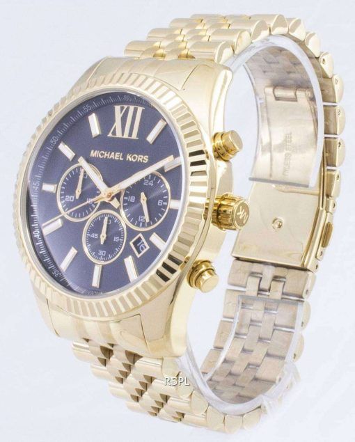 Michael Kors レキシントン クロノグラフ ブラック ダイヤル ゴールド トーン MK8286 メンズ腕時計