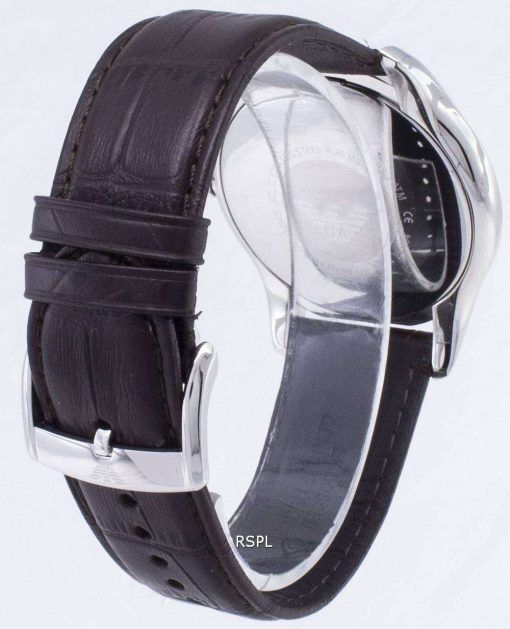 エンポリオアルマーニ クラシック オレンジ ダイアル ブラウン レザー AR1704 メンズ腕時計