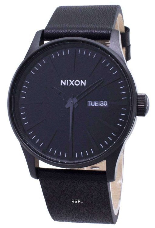 ニクソン石英歩哨黒革 A105-001-00 メンズ腕時計